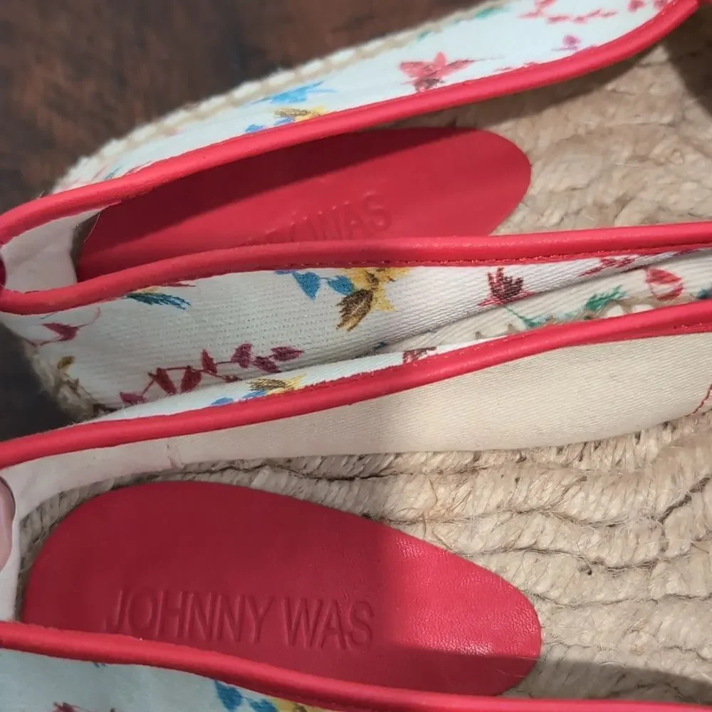 Johnny Was Andra Floral Embroidered Espadrille Shoe Size 9